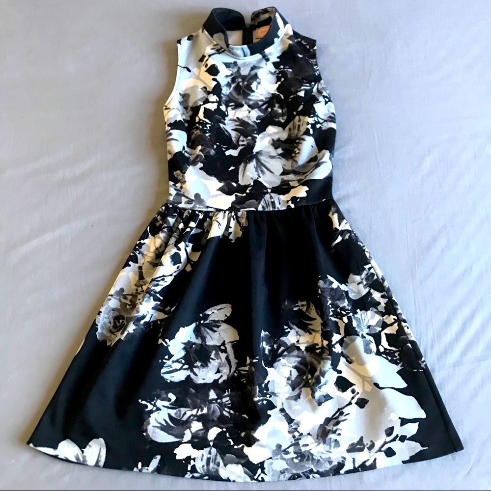 Floral High Neck Skater Dress